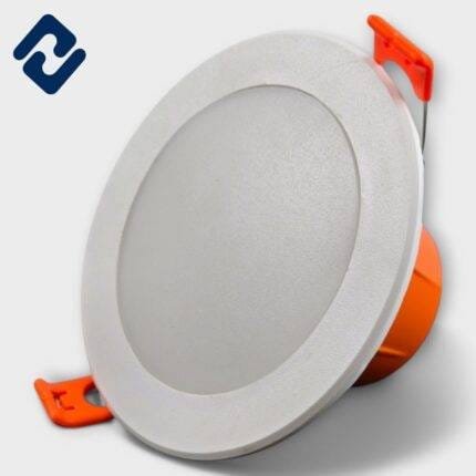 AURONA AURA LED Concealed Light – energy-efficient, round recessed panel with white finish, orange housing, and secure spring clips for easy installation.