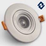 AURONA COB LED Concealed Light – energy-efficient, round recessed panel with white finish, orange housing, and secure spring clips for easy installation.