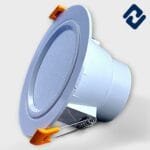 AURONA JOY LED Concealed Light – energy-efficient, round recessed panel with white finish, orange housing, and secure spring clips for easy installation.