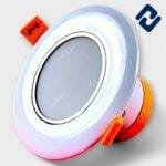 AURONA NEXA LED Concealed Light – energy-efficient, round recessed panel with white finish, orange housing, and secure spring clips for easy installation.
