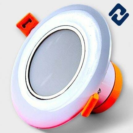 AURONA NEXA LED Concealed Light – energy-efficient, round recessed panel with white finish, orange housing, and secure spring clips for easy installation.