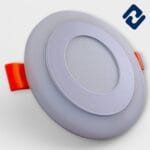 AURONA ZELLY LED Concealed Light – energy-efficient, round recessed panel with white finish, orange housing, and secure spring clips for easy installation.