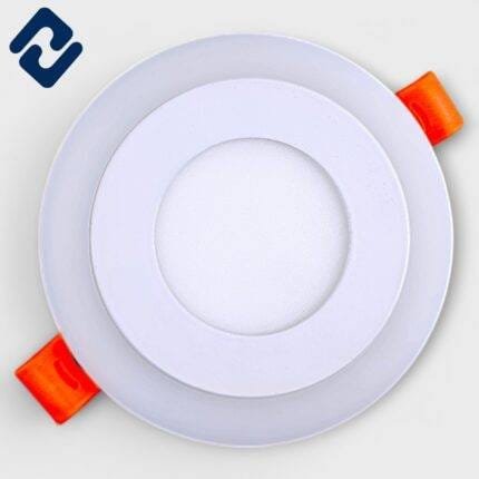 AURONA ZELLY LED Concealed Light – energy-efficient, round recessed panel with white finish, orange housing, and secure spring clips for easy installation.