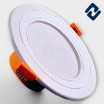 AURONA ZIO LED Concealed Light – energy-efficient, round recessed panel with white finish, orange housing, and secure spring clips for easy installation.