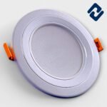 AURONA ZIO LED Concealed Light – energy-efficient, round recessed panel with white finish, orange housing, and secure spring clips for easy installation.