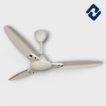 AURONA SONATA Ceiling Fan – 48” (1200mm), semi-decorative design, available in Blue, Ivory, Smoke Brown, and White. 100% copper motor winding, 60W power, 370-380 RPM, and alloy steel construction. Blade weight: 900g (MS). Suitable for indoor & outdoor use (residential/commercial). Warranty: 2 years (motor only). Dimensions: 56D x 21.5W x 20H cm.