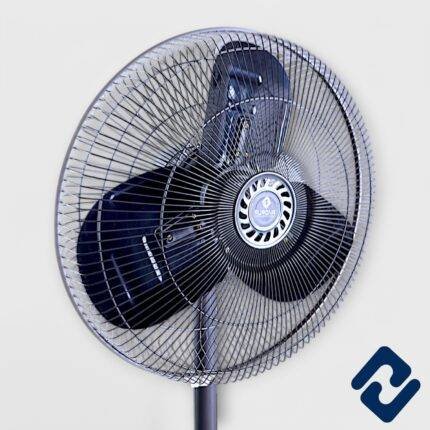 BREEZE MASTER Pedestal Fan – 125W power, 1450 RPM speed, 500mm blade sweep, and adjustable height up to 4.5 feet. Features rust-free powder coating, silent double ball bearing motor, and durable ABS blades. Sturdy metal base, low noise, and energy-efficient. 1-year motor warranty. Ideal for powerful cooling.