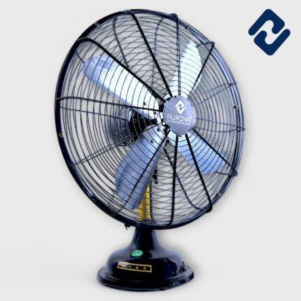 CLASSIC Table Fan – 110W power, 2450 RPM speed, 16" (400mm) blade sweep, and oscillation feature. Rust-free powder coating, silent double ball bearing motor, and durable aluminum blades. Sturdy metal base, low noise, and energy-efficient. 1-year motor warranty. Ideal for powerful cooling.