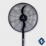 COOL CREST Pedestal Fan – 100W power, 2800 RPM speed, 450mm blade sweep, and adjustable height up to 4.5 feet. Features rust-free powder coating, silent double ball bearing motor, and durable metal blades. Sturdy metal base, low noise, and energy-efficient. 1-year motor warranty. Ideal for powerful cooling.