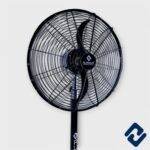 COOL CREST Pedestal Fan – 100W power, 2800 RPM speed, 450mm blade sweep, and adjustable height up to 4.5 feet. Features rust-free powder coating, silent double ball bearing motor, and durable metal blades. Sturdy metal base, low noise, and energy-efficient. 1-year motor warranty. Ideal for powerful cooling.