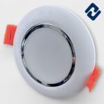 AURONA HEXA Deep Light – energy-efficient, round recessed panel with a white finish, orange housing, and secure spring clips for easy installation.