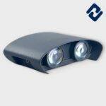 AURONA MR. FOUR Interior Light – Stylish rectangular wall/surface-mounted LED available in 6W, 12W & 18W. Features 4-way light output in Warm White, with Black & Dark Grey body options. 100-110 lm/W efficiency, heavy-quality metal build, flush mount design. Ideal for indoor, outdoor, residential & commercial use. 2-year warranty