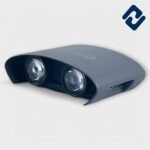 AURONA MR. FOUR Interior Light – Stylish rectangular wall/surface-mounted LED available in 6W, 12W & 18W. Features 4-way light output in Warm White, with Black & Dark Grey body options. 100-110 lm/W efficiency, heavy-quality metal build, flush mount design. Ideal for indoor, outdoor, residential & commercial use. 2-year warranty