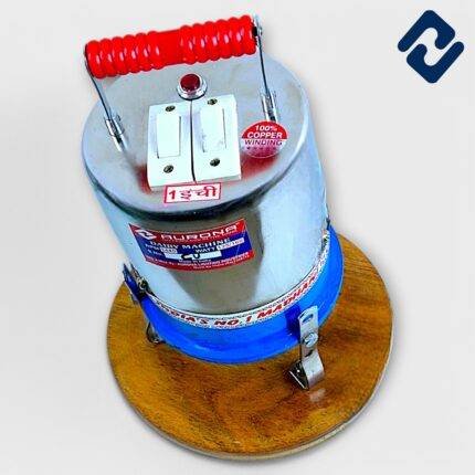 VIRAT Madhani 1” – heavy-duty churner with 100% aluminium winding motor, double ball bearings, and 9” pure Mango-Sheesham wood chakla. Suitable for residential and commercial use, offering durable performance and efficient churning.